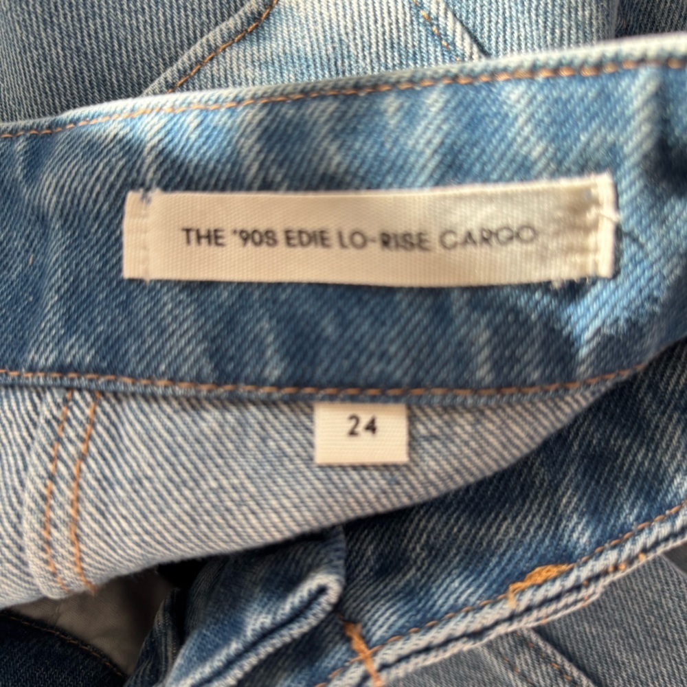 Denim Forum The '90s Edie Lo-rise Cargo Jean in 7 Yrs Pctr Ths Bleu Size 24 NWOT - Picture 11 of 16